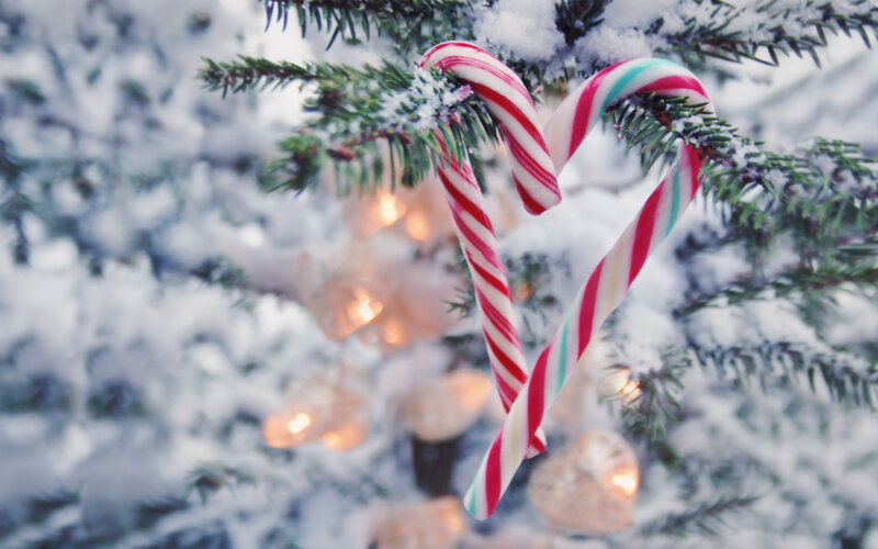 Candy Canes in Heart Shape — White