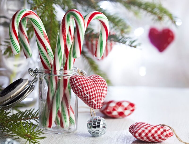 Candy Canes in Jar — Red