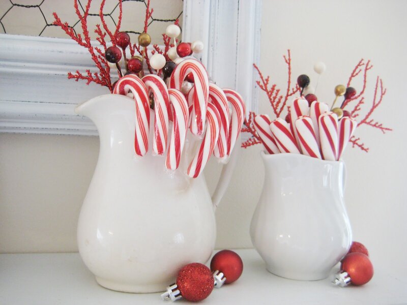Candy Canes in Pitchers