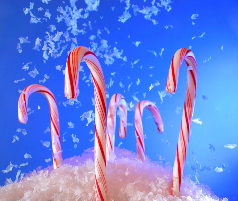 Candy Canes in Snow — Blue