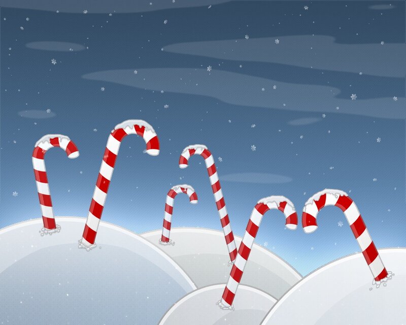 Candy canes in the snow