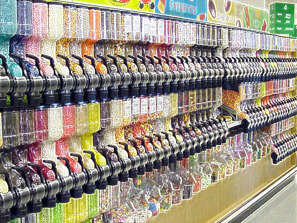 Candy dispensers in a store