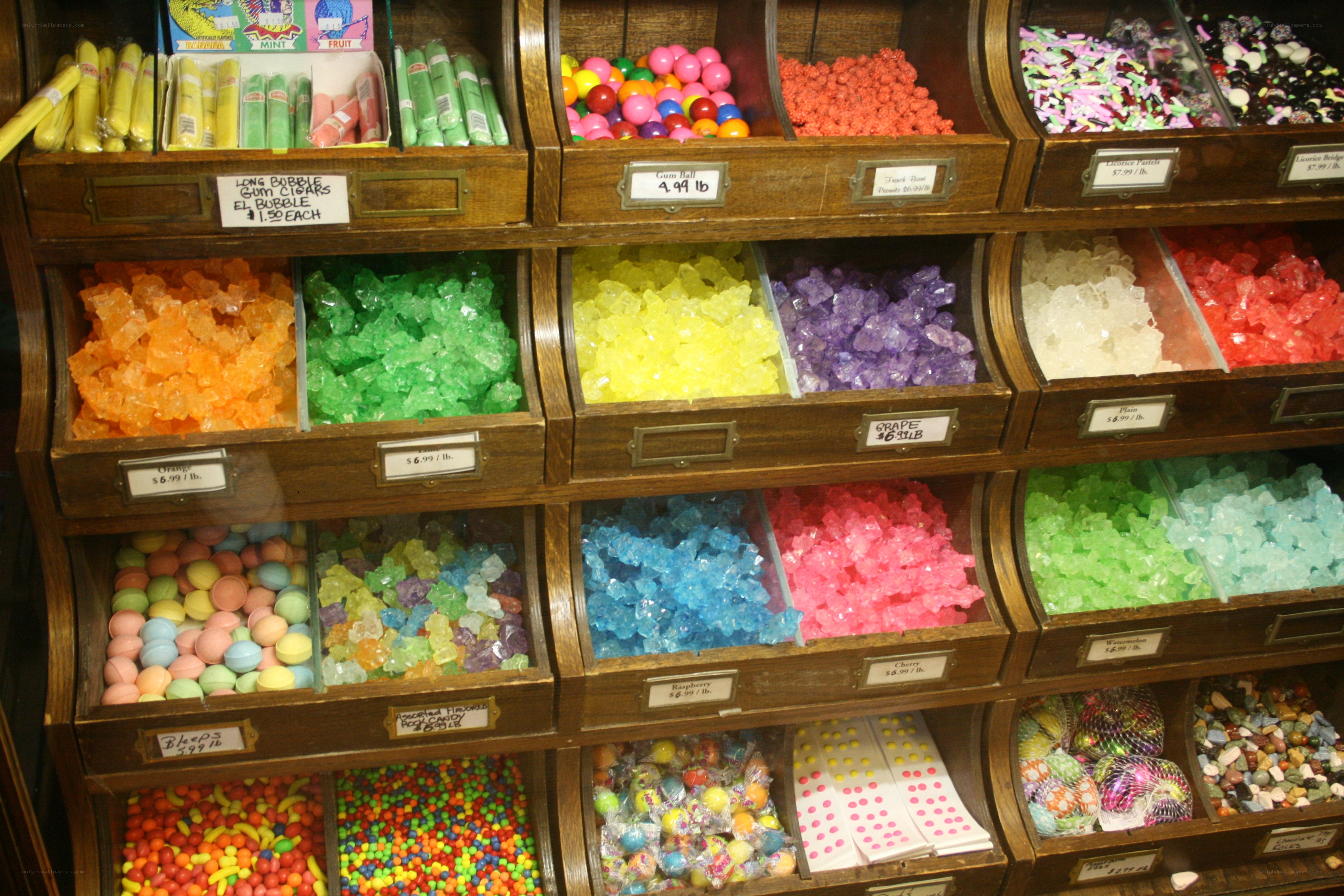 Candy display in a store