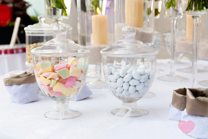 Candy Jars on Table — White