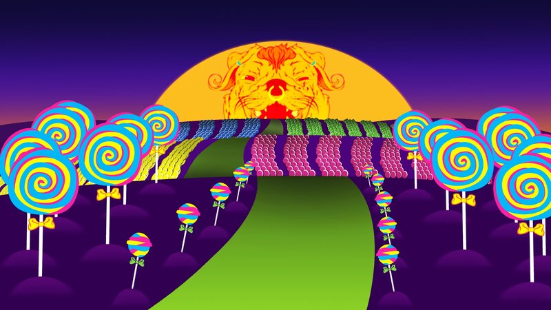 candy land with lion sun