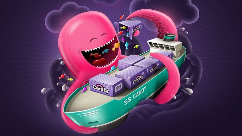 Candy ship being eaten