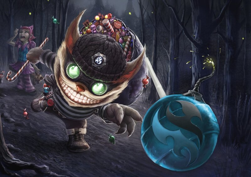 Candy-themed character in forest