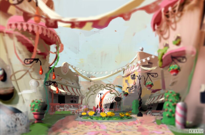 candy-themed town concept art
