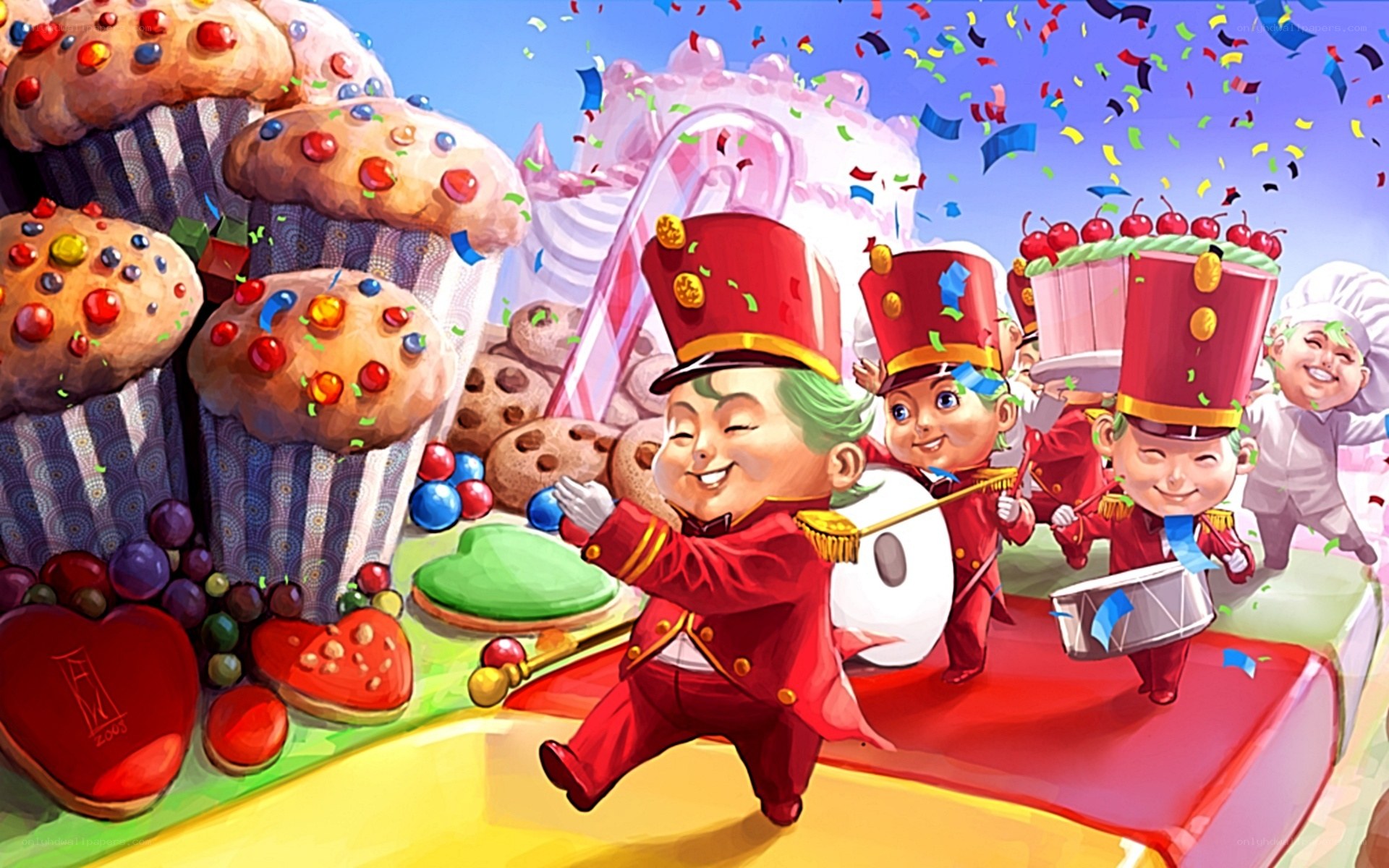 Candyland parade with marching band