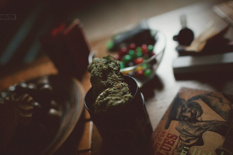 cannabis bud in a container