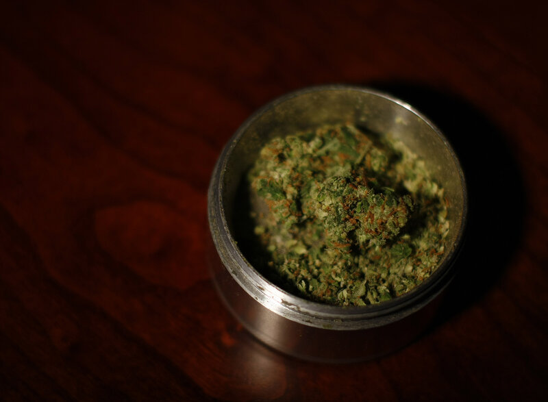 cannabis in a grinder