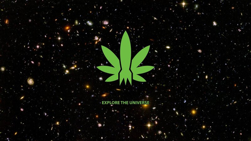 cannabis leaf in space