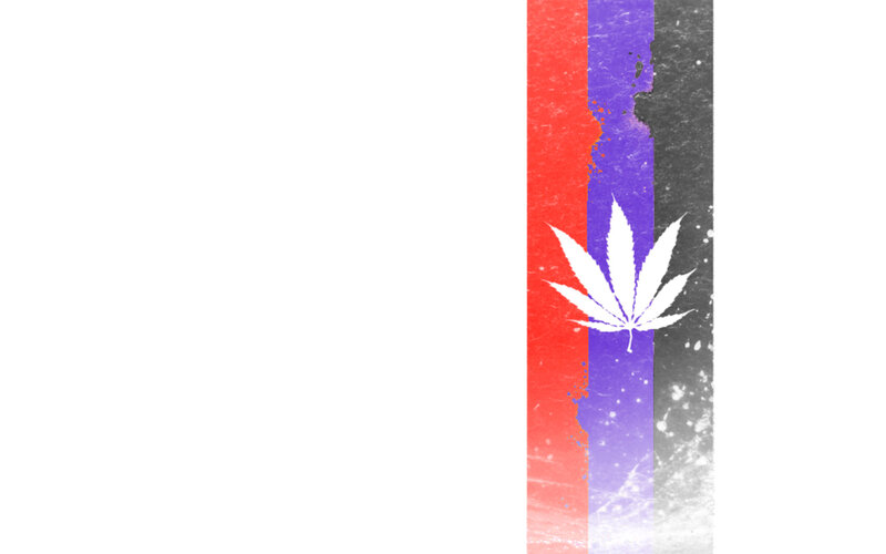 cannabis leaf on striped background