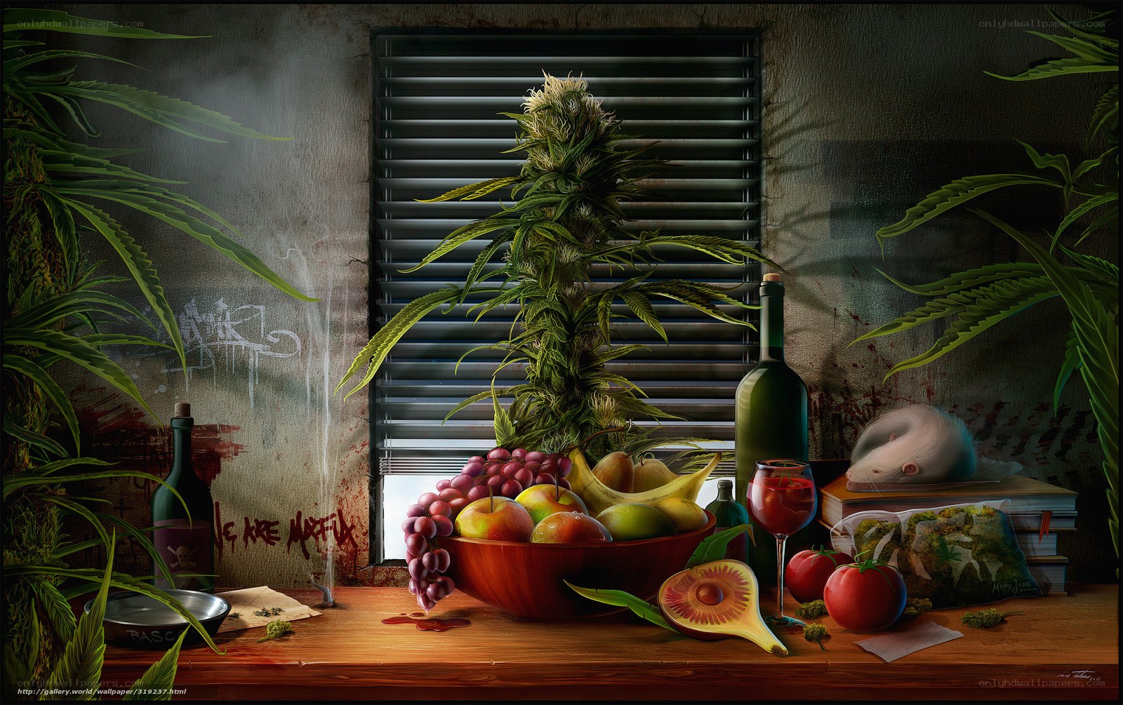 Cannabis still life with fruit