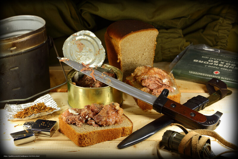 Canned Meat on Bread — Brown
