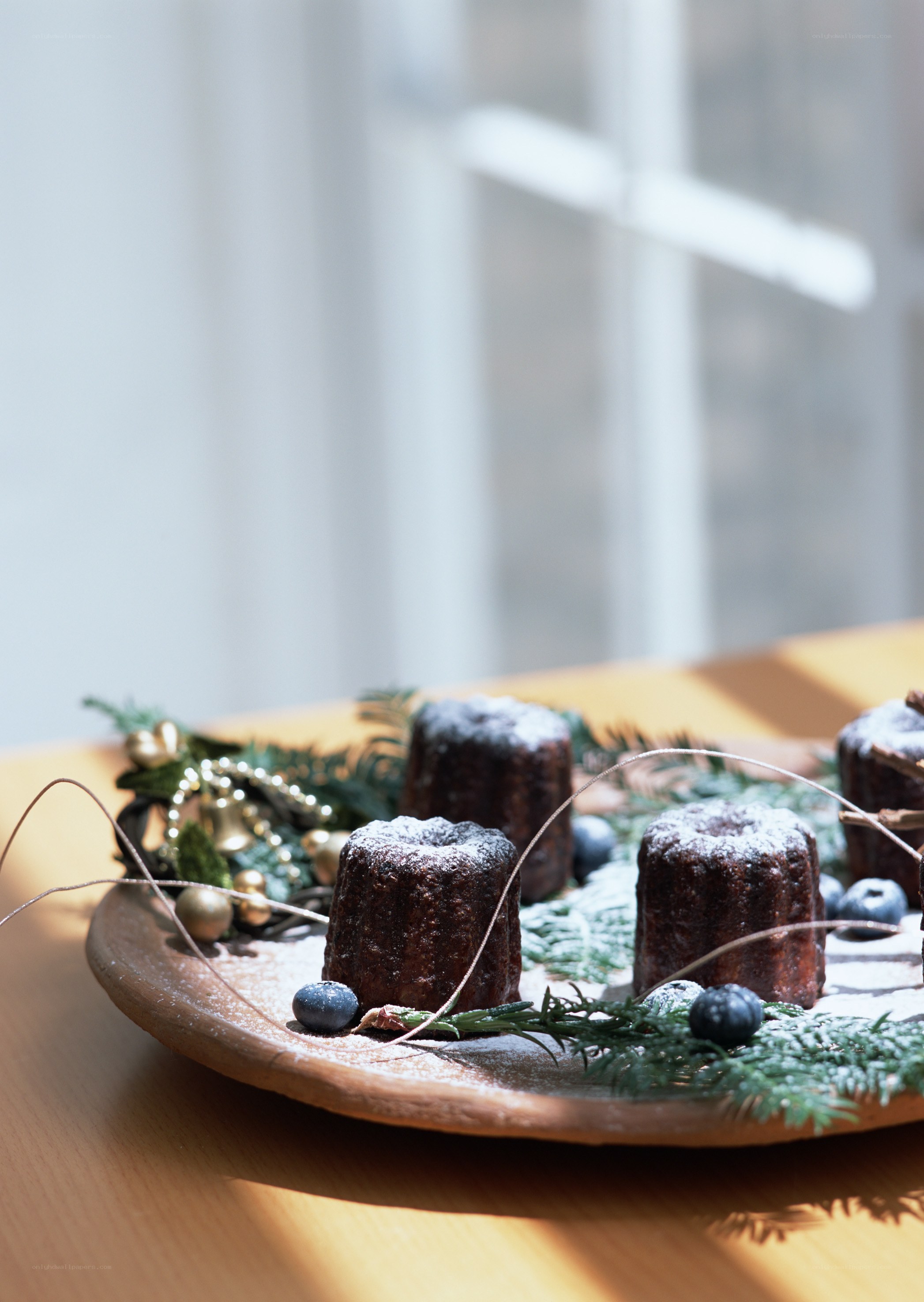 Cannele dessert with festive decor