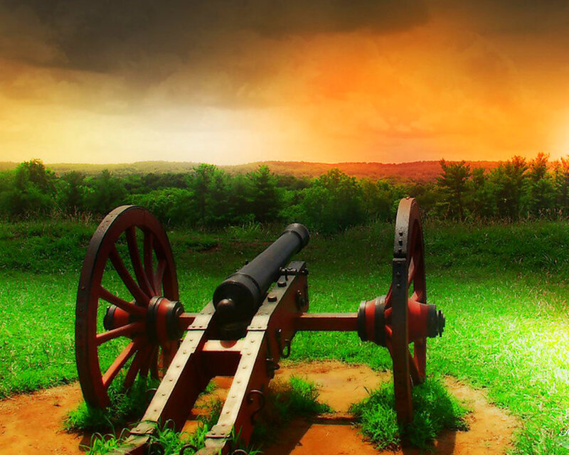 Cannon on Grass Field