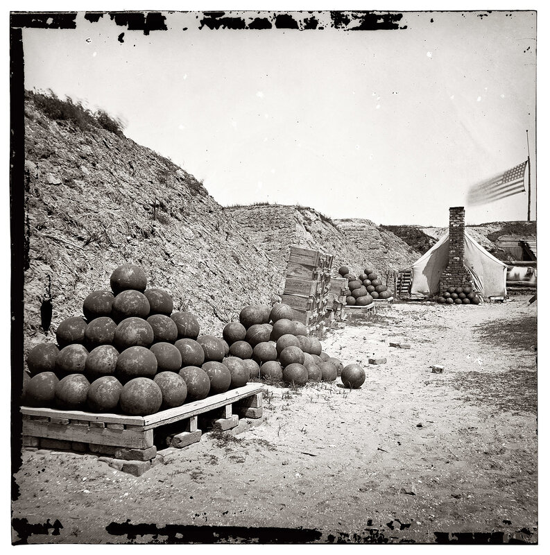 Cannonballs at a military camp