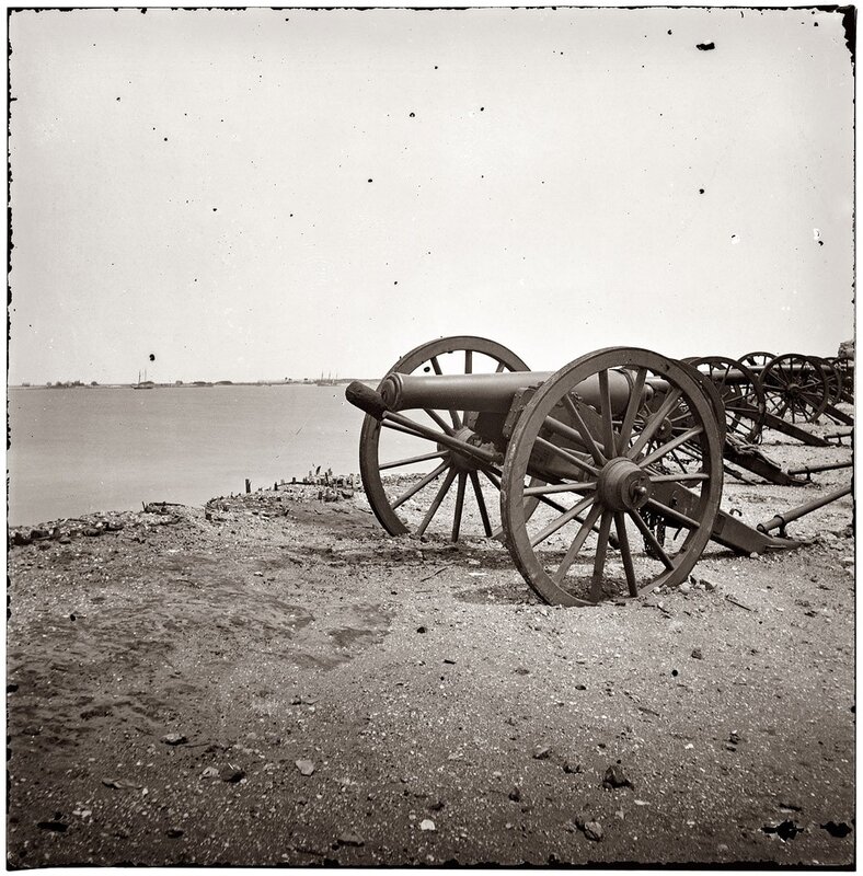Cannons on a shoreline