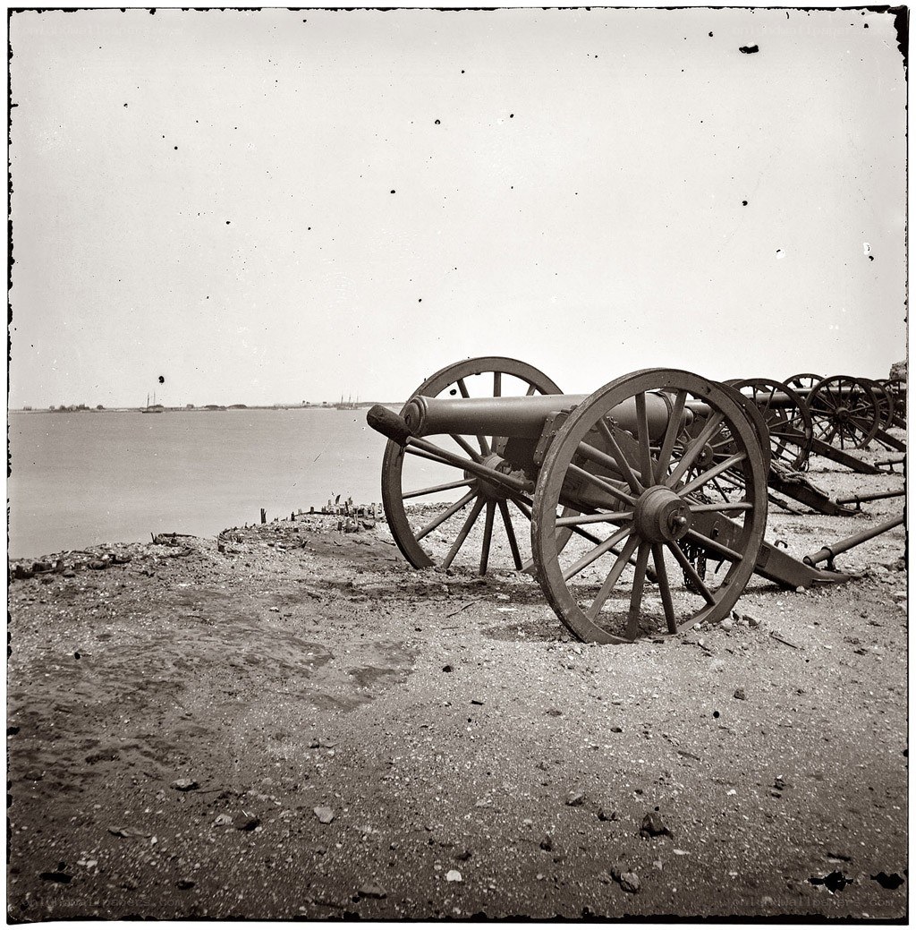 Cannons on a shoreline