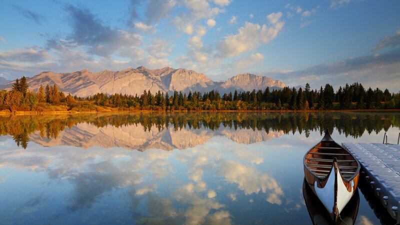 Canoe at Lake Dock — Blue