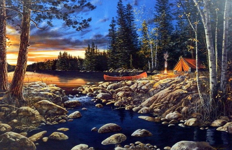 Canoe at Lakeside Camp — Blue