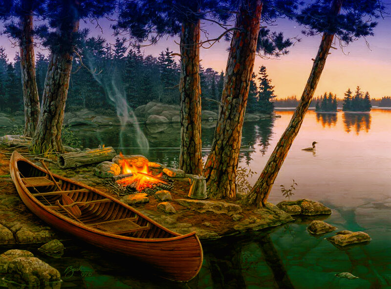 Canoe at Lakeside Campfire