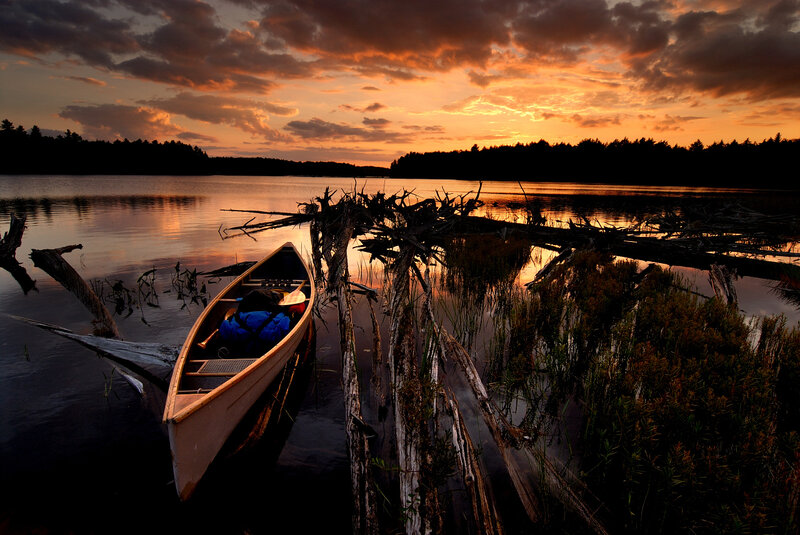 Canoe at Sunset — Orange