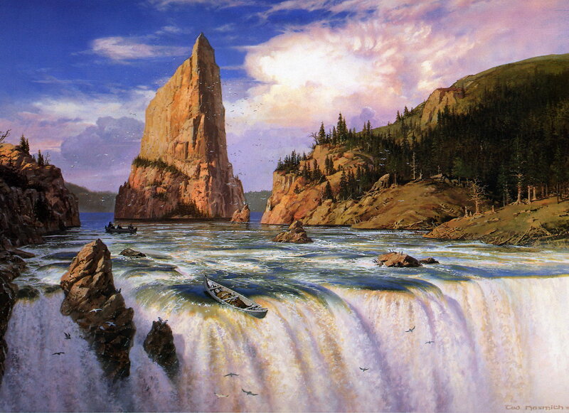 Canoe at the waterfall
