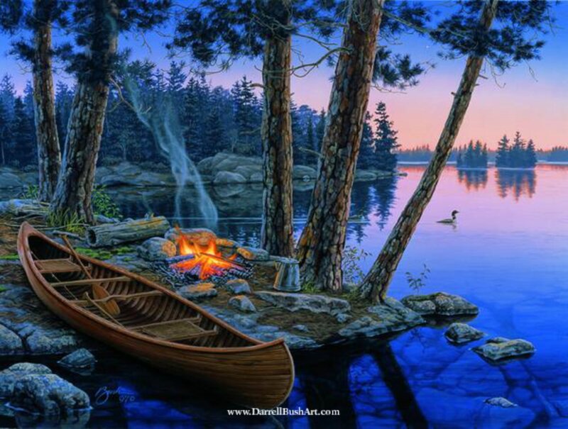 Canoe by Campfire — Blue, Serene