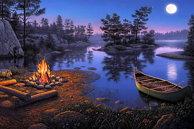 Canoe by Campfire — Blue