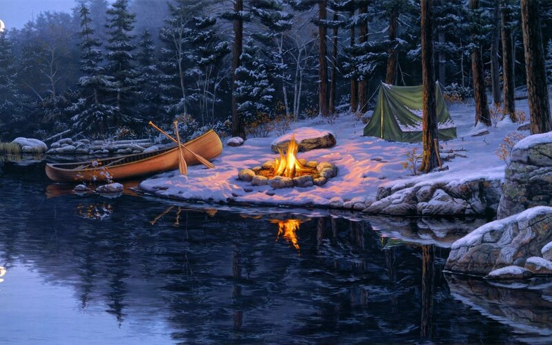 Canoe Campsite in Snow