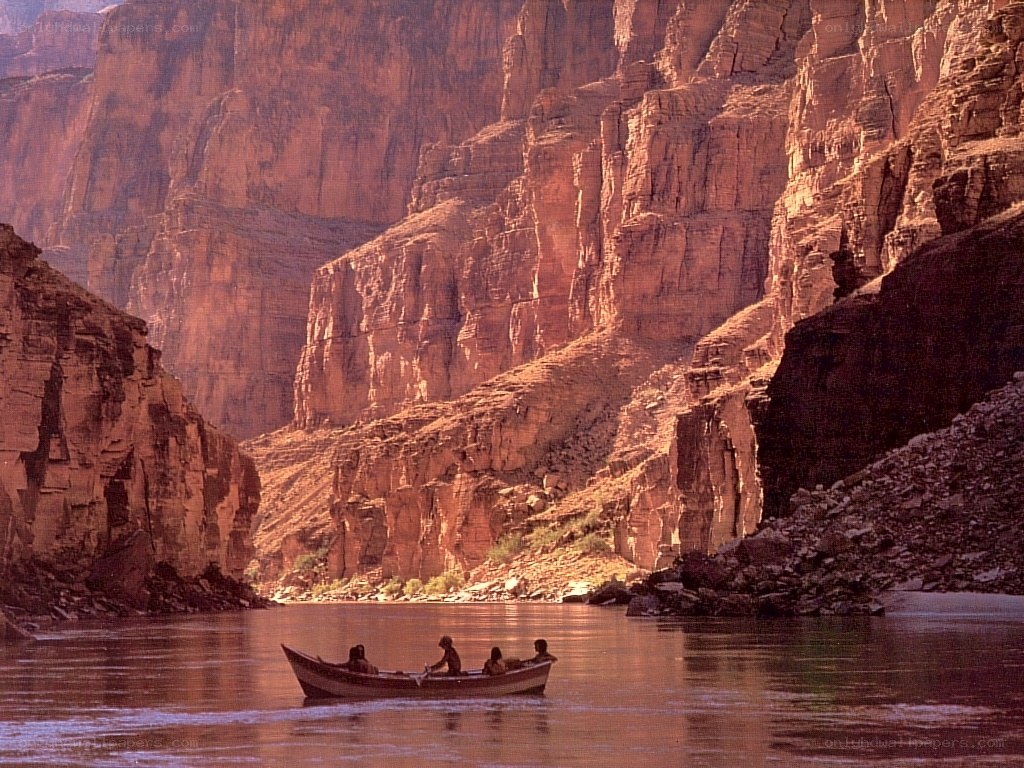 Canoe in a canyon