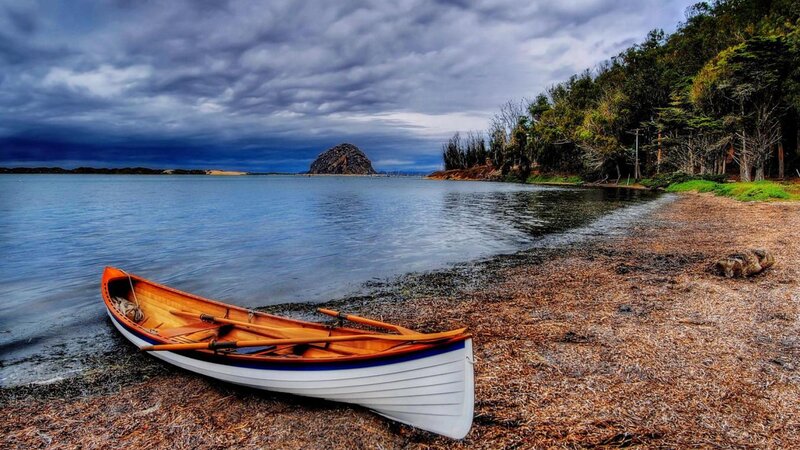 Canoe on a Beach — Blue
