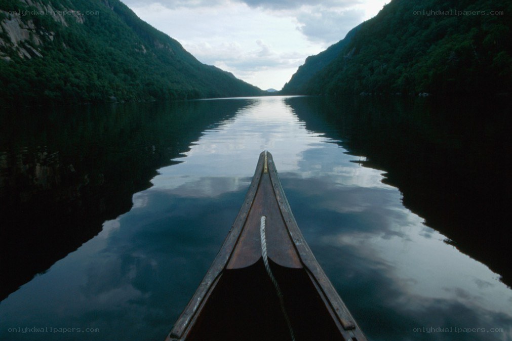 Canoe on a calm lake