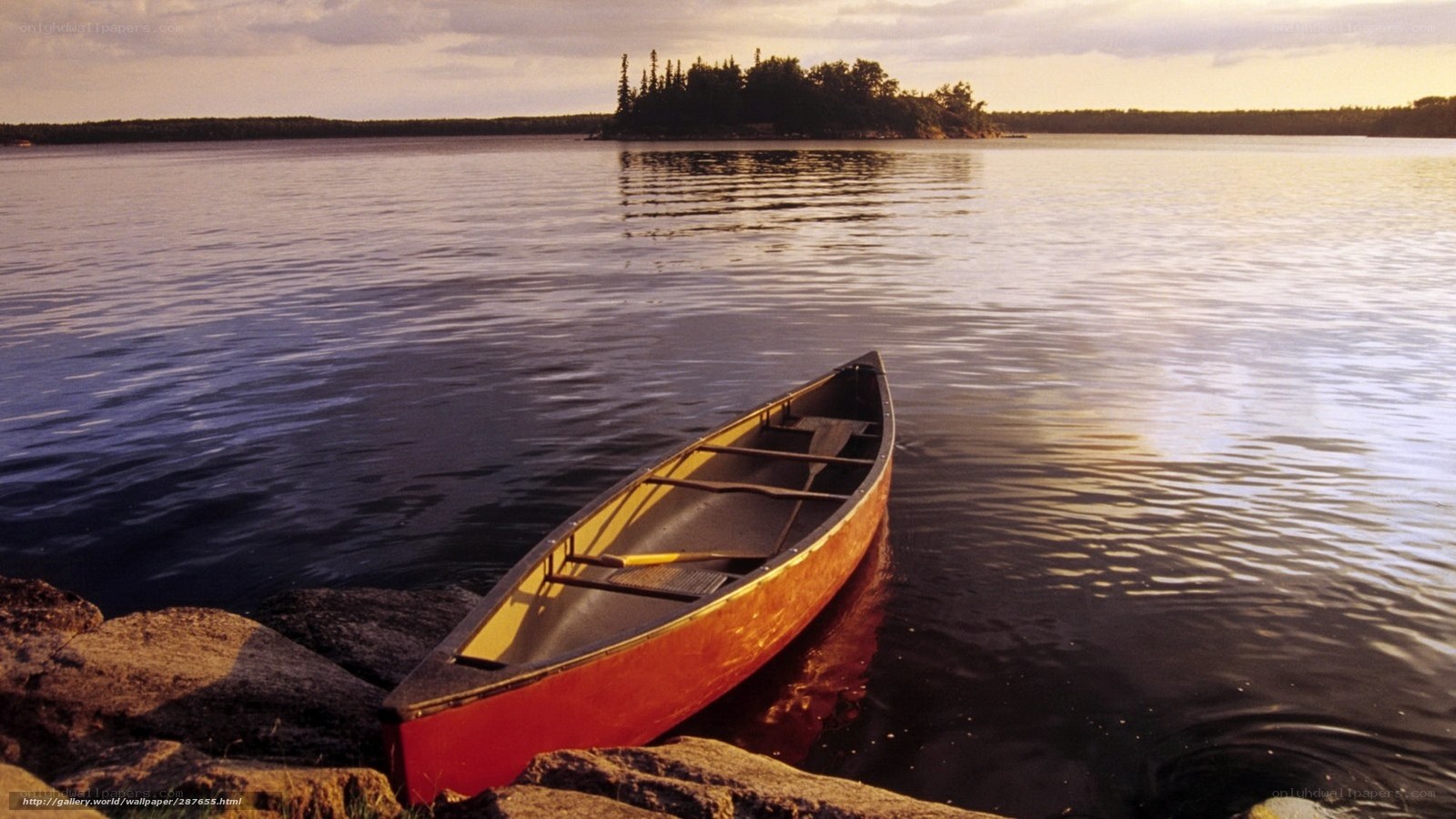 Canoe on a calm lake