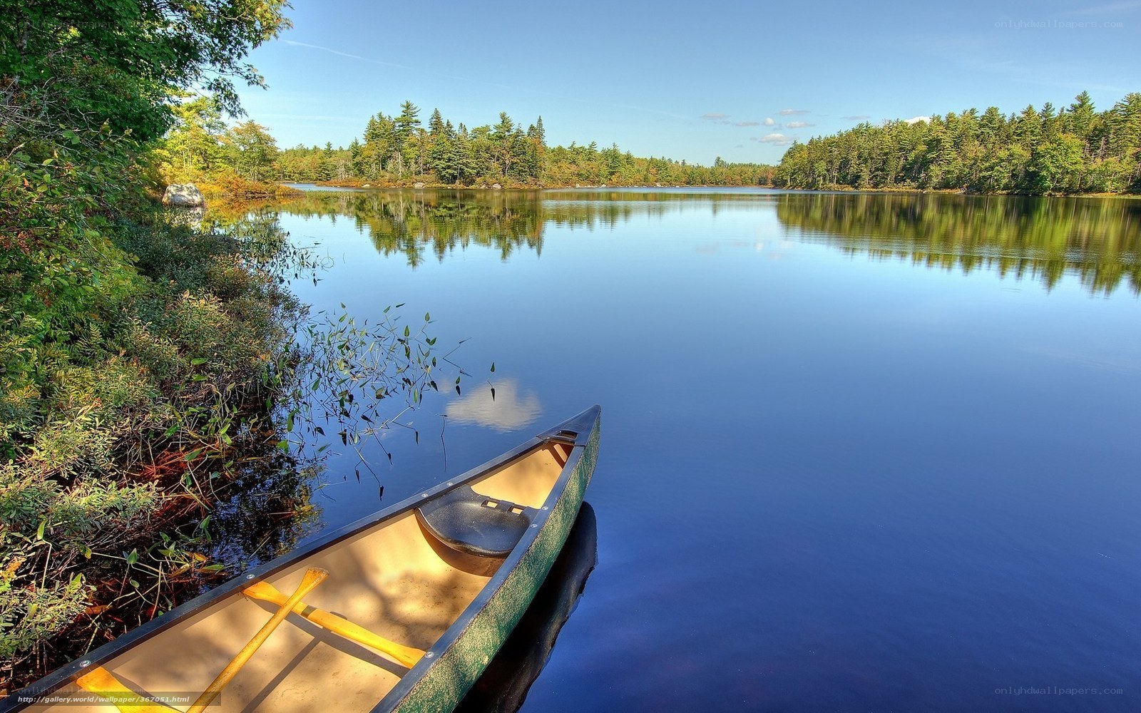 Canoe on a calm lake