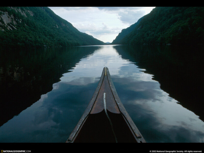 Canoe on a calm lake