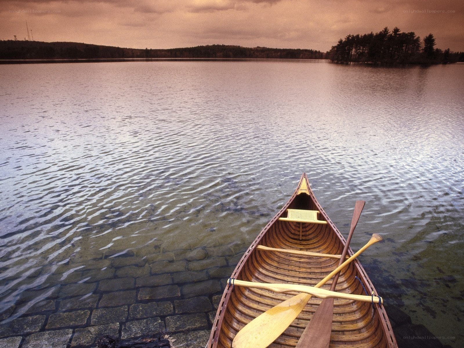 Canoe on a calm lake