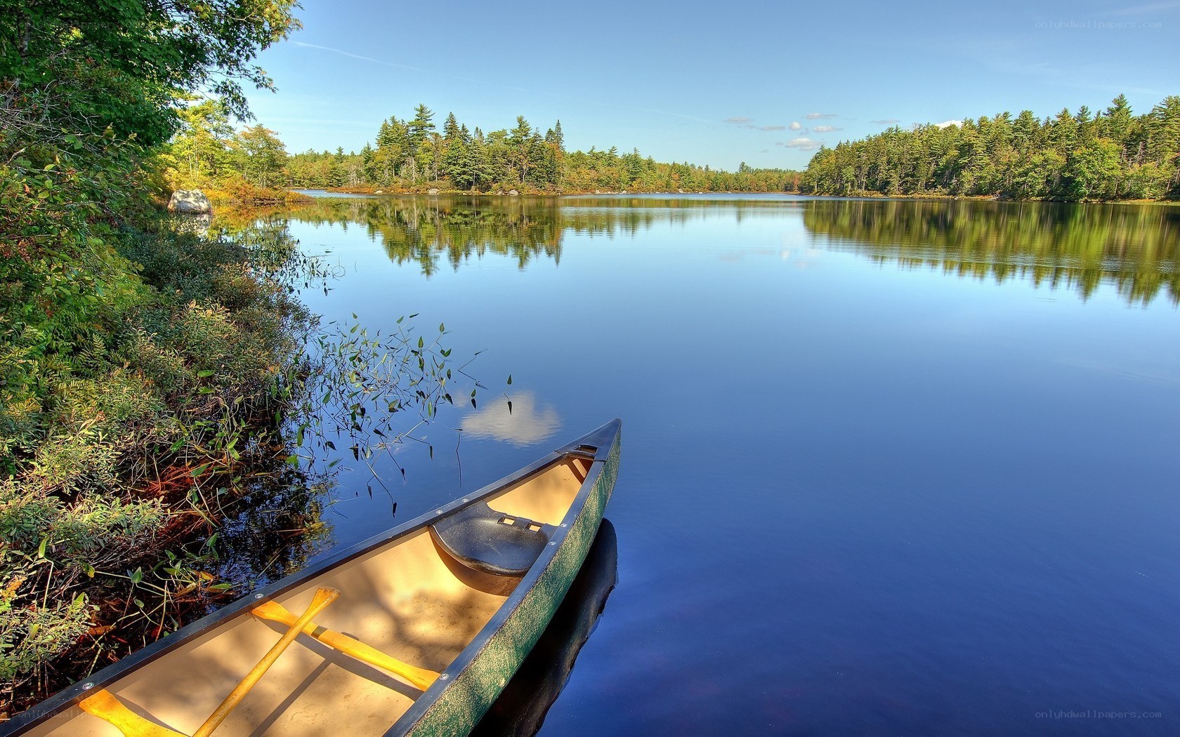 Canoe on a calm lake