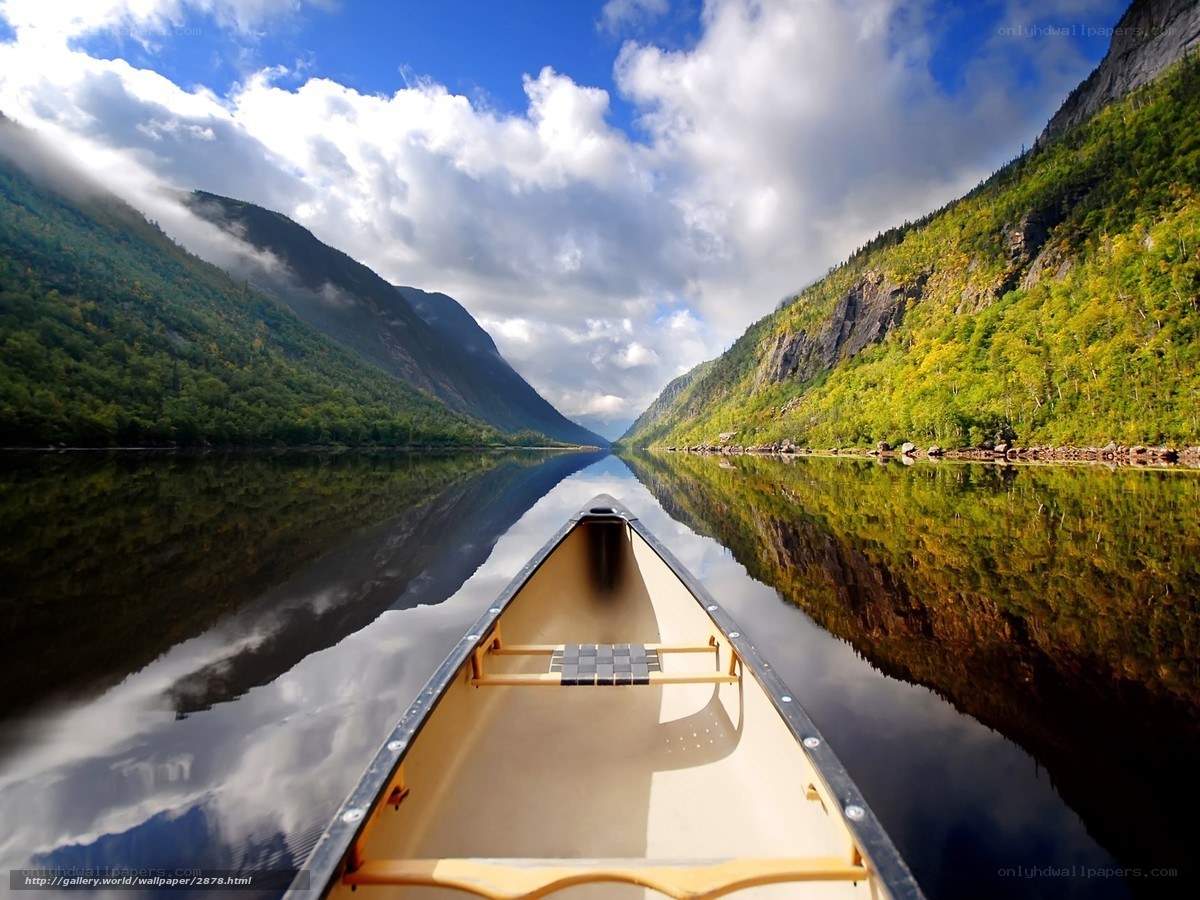 Canoe on a calm lake
