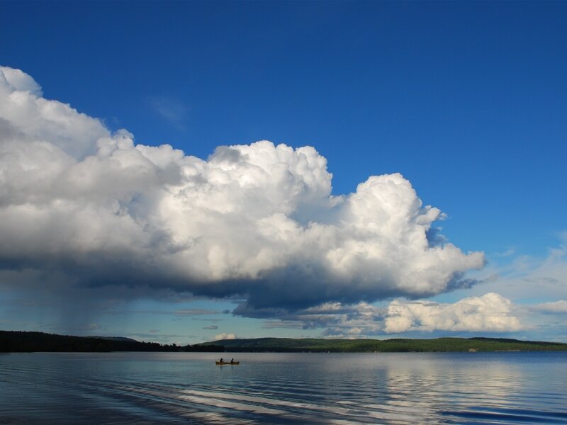 Canoe on a Lake — Blue