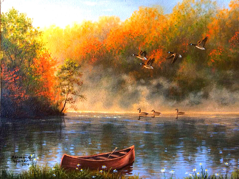 Canoe on a Lake — Orange, Serene