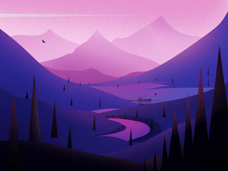 Canoe on a River — Purple