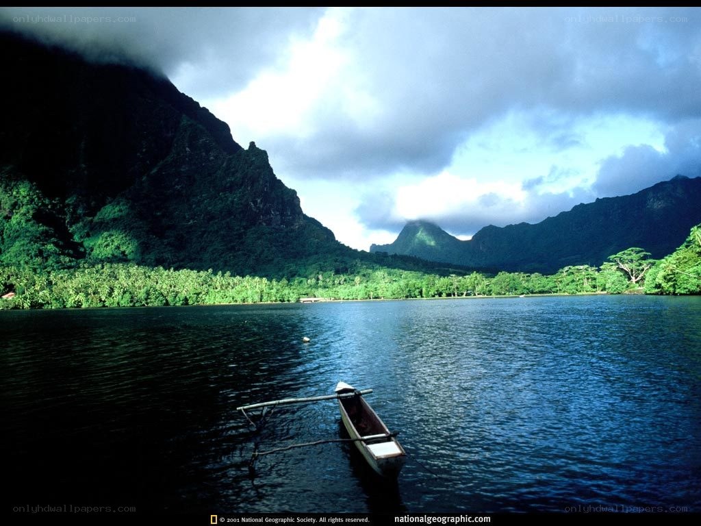 Canoe on a tropical lake
