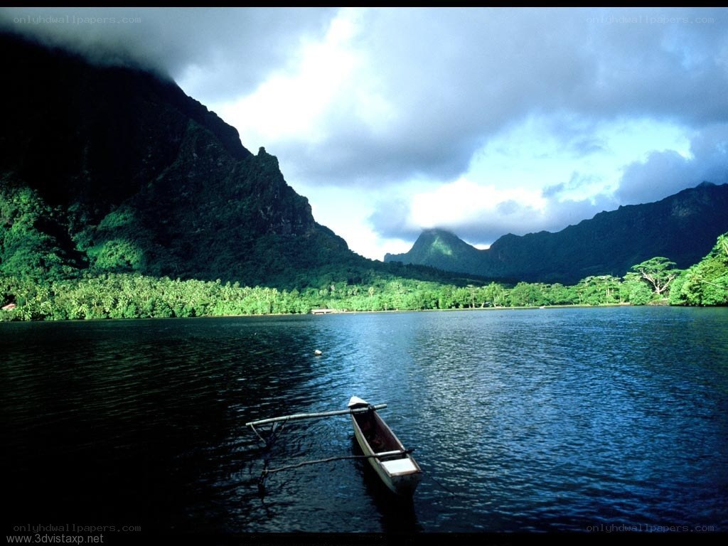 Canoe on a tropical lake