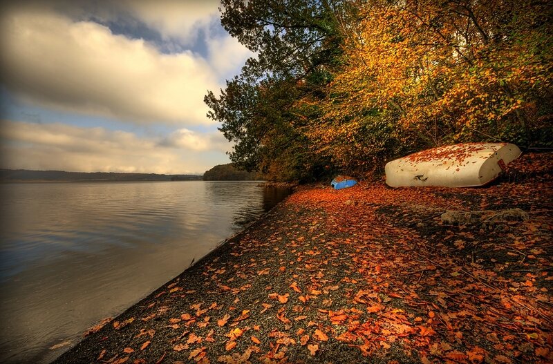 Canoe on Autumn Shore
