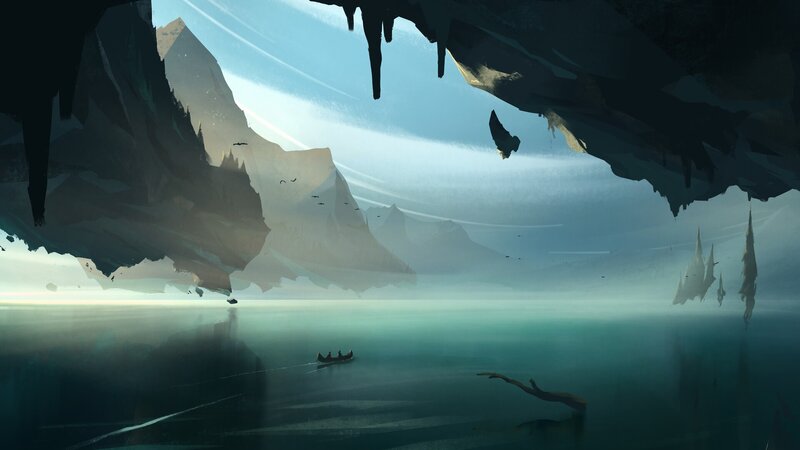 Canoe on Calm Water — Blue