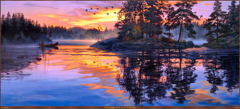 Canoe on Lake at Sunset — Blue, Serene