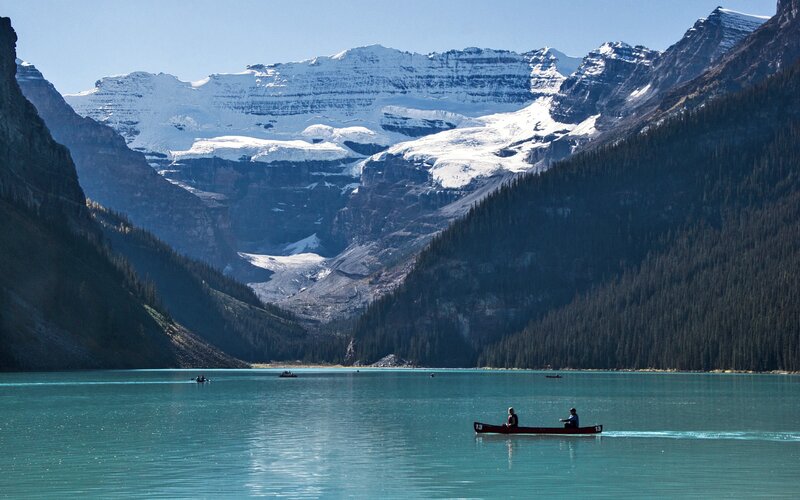 Canoe on Lake — Blue, Serene, Afternoon